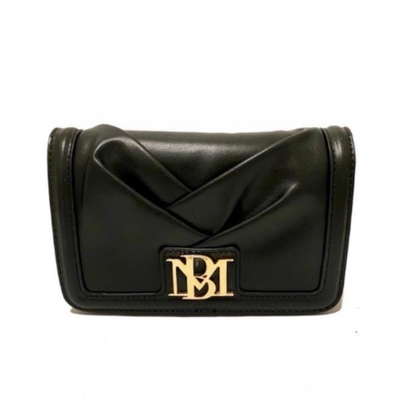 BADGLEY MISCHKA Gold Chain Pleated Crossbody Bag in Black NWT - Picture 8 of 13